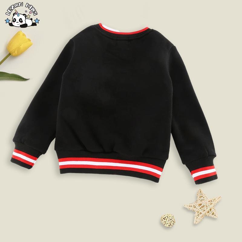 100% Cotton Brushed Fleece Warm Pullover Sequin Tiger Black Sweatshirt for Boys