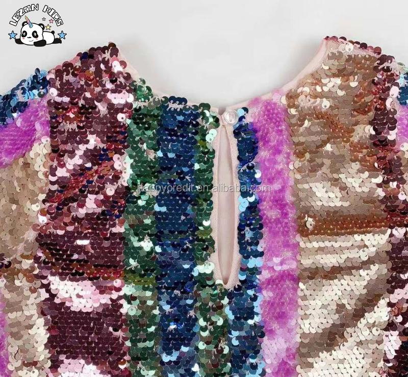 Customizable Christmas Flipping Sequins Party Dress Princess Dress Rainbow Color Sequin Dress for Girls