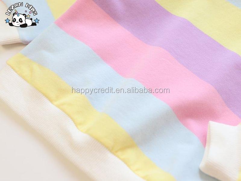 Customizable Girls Striped Pullover Sweatshirt Long Sleeved Cotton Hoodie Lined Design Kids' Clothing for 2-14T
