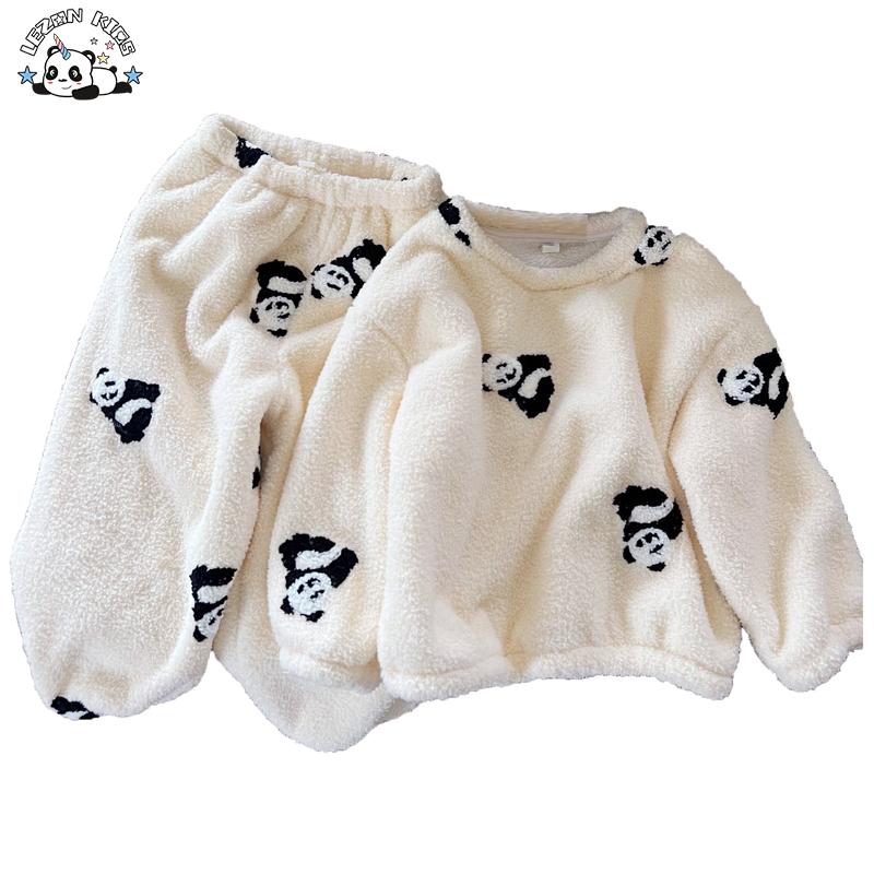 Customizable Wholesale Kids Sleepwear Velvet Pajamas Sets Child Pajama Sets Panda Kids Pajamas