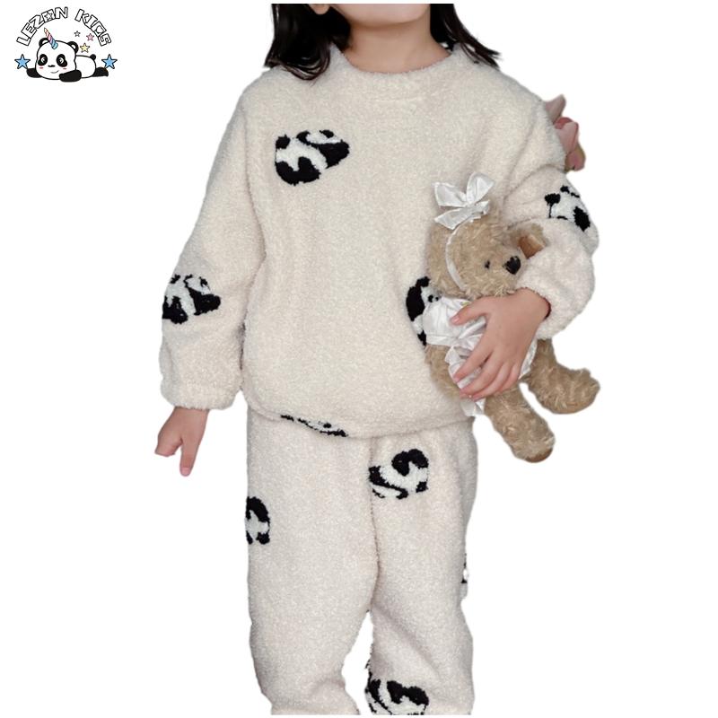 Customizable Wholesale Kids Sleepwear Velvet Pajamas Sets Child Pajama Sets Panda Kids Pajamas