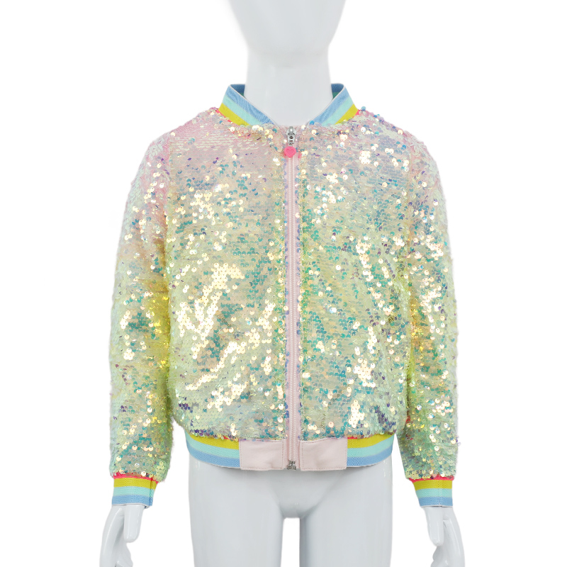 Custom Kids Colorful Sequin Jacket Pastel Glitter Bomber