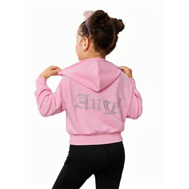 Girls’ Costom Fitted Rhinestone Embellished Hooded Sweatshirt
