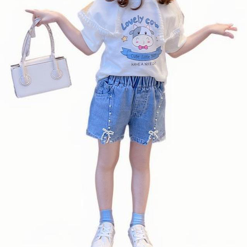 Girls Fashion Custom Bow Denim Shorts