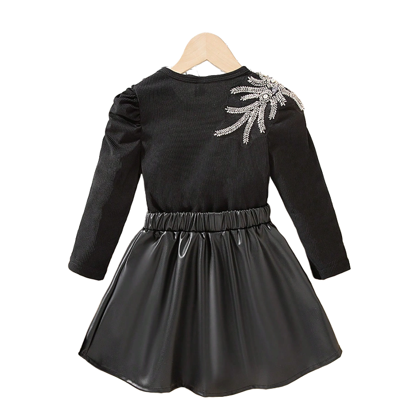Girls Customizable Sweater Leather Skirt Set
