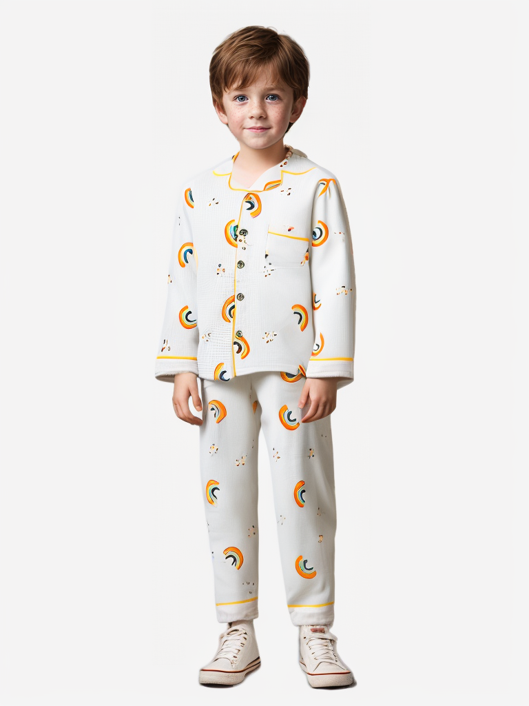 Boys' Rainbow Print Cotton Pajama Set