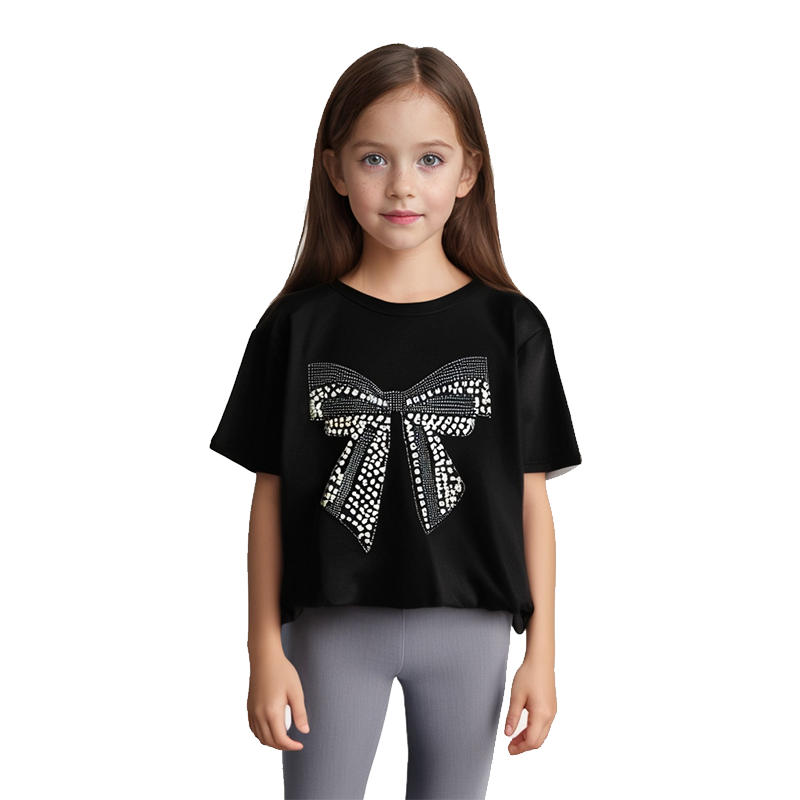 Custom Girls’ Kids’ Rhinestone Casual T-Shirt