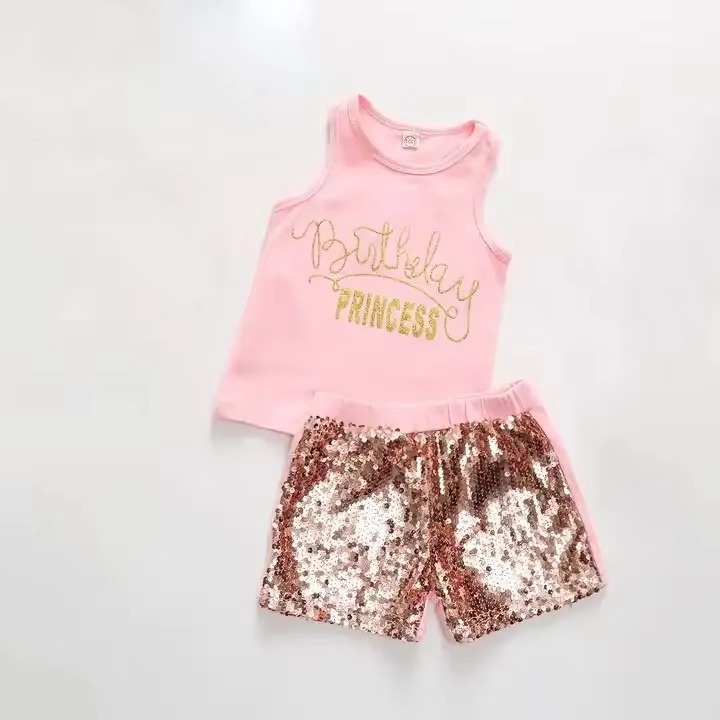Custom Girls Rose Gold Sequin Short Suit