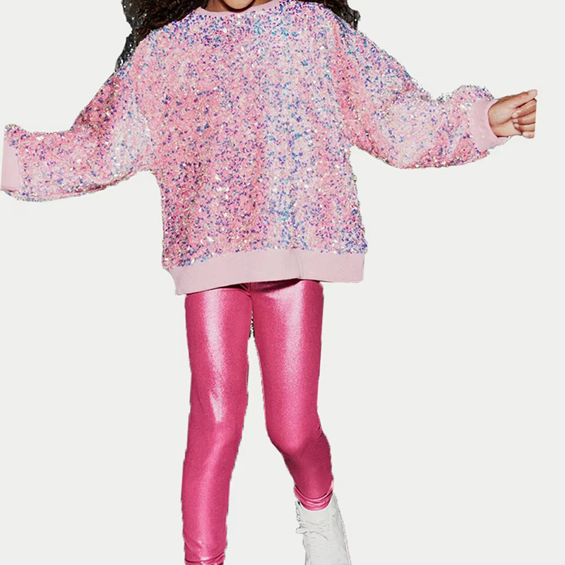 Custom Girls Pink Sequin Two Piece Sets