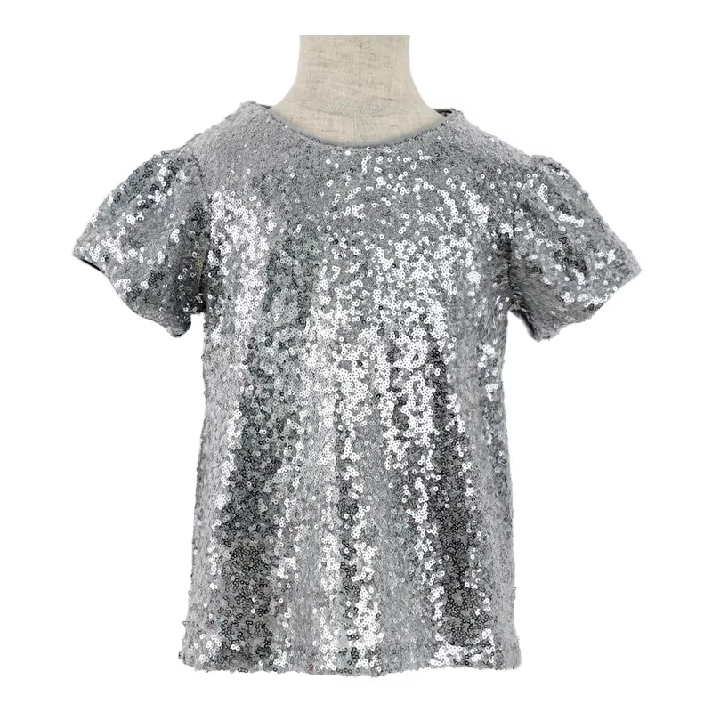 Custom Girls O-Neck sequin T-shirt