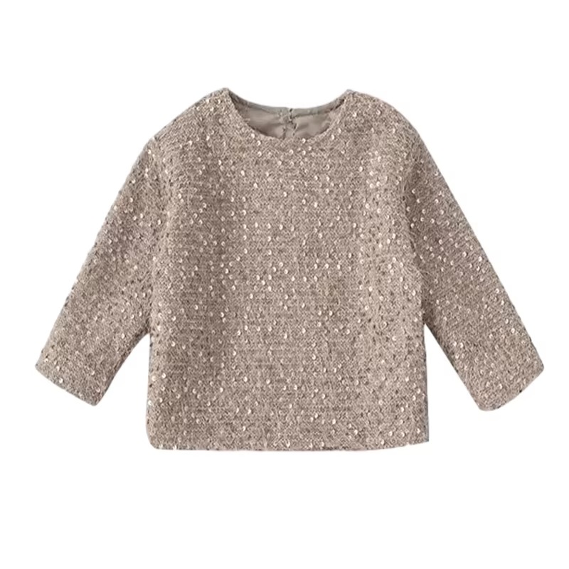 Custom Girls’ Sequined Sweatshirt O-Neck Long Sleeves