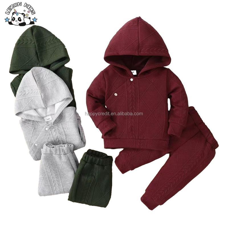 Customizable New Arrival Long Sleeve Hoodies and Pants Kids Jacquard Clothing Sets for Children Girls Body Suit