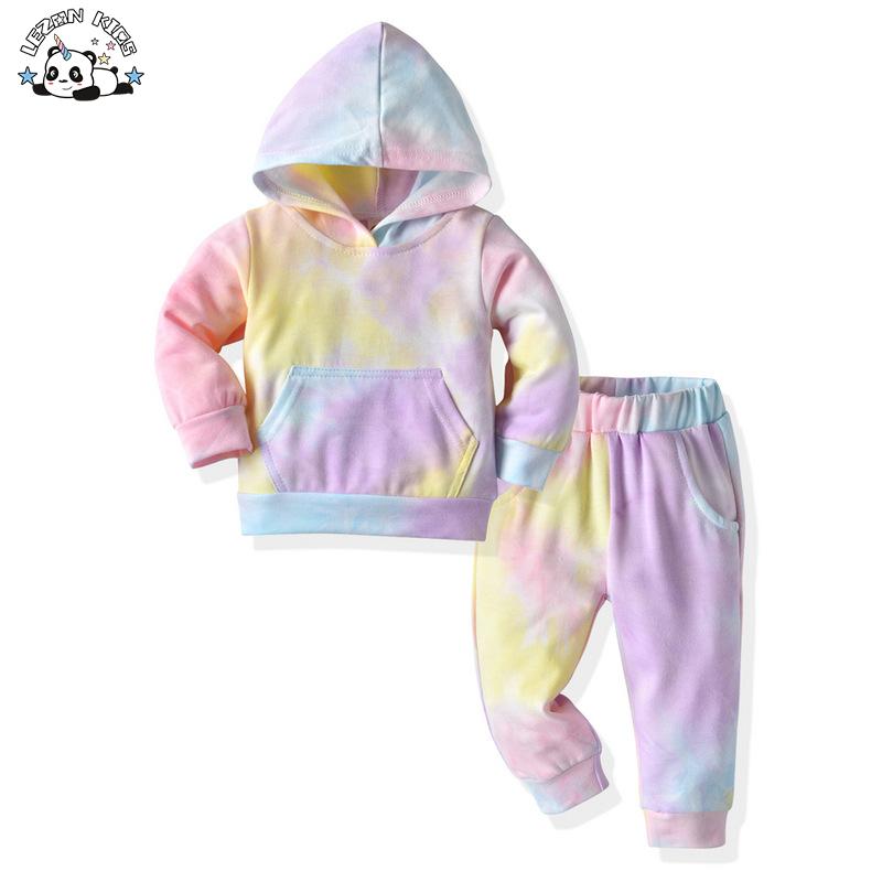 Customizable Winter Autumn Trendy Fashion Tie Dye Hoodie and Joggers Set