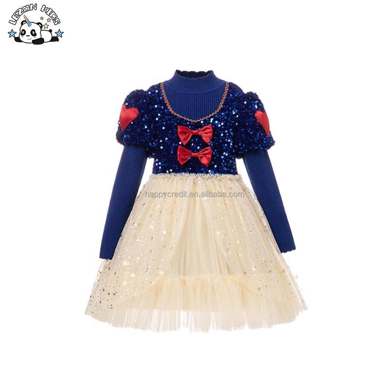 Customizable New Arrival Long Sleeve Sequined Birthday Princess Dress Costume Girls Dress for Autumn