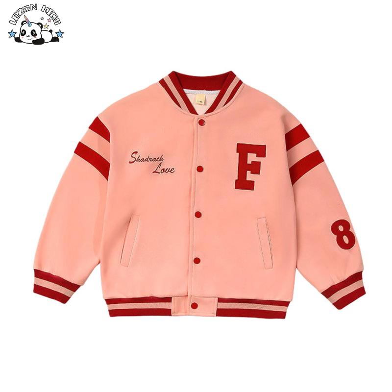Factory Quality Custom Red Embroidered Pattern Kids Varsity Jackets Girls Baseball Jacket