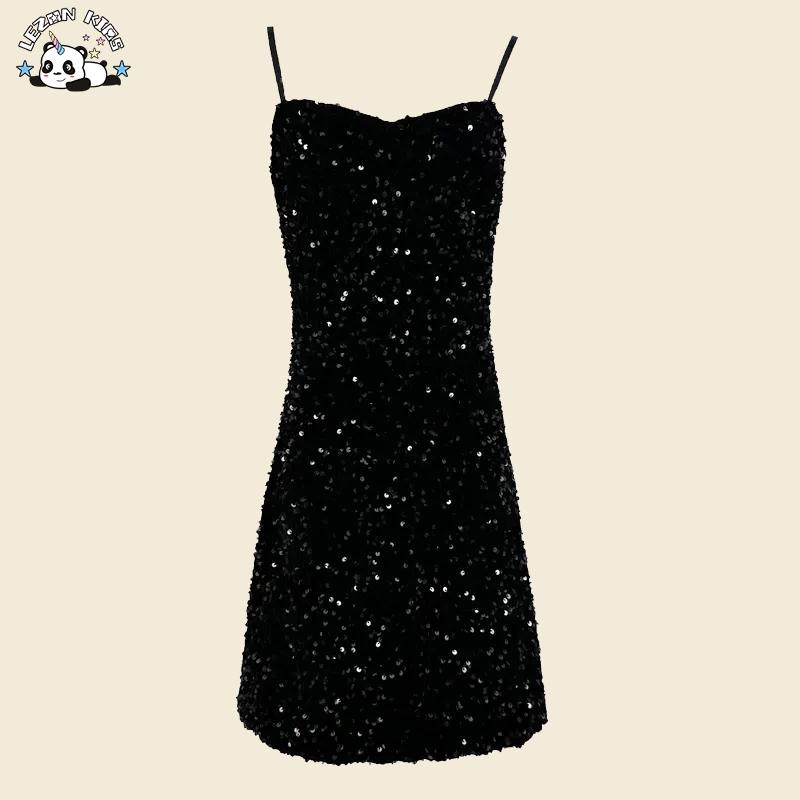 Custom Kids Girls Fashion Clothes Black Sequins Dress