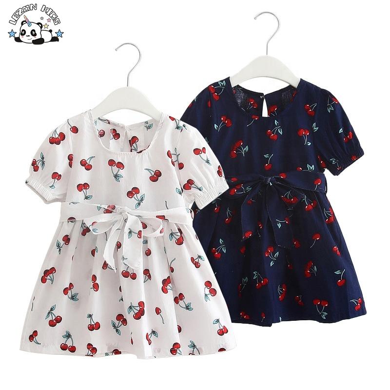Wholesale Custom Kids Fashionable Girls Dress O-Neck Embroidered Birthday Dress Mix Cartoon Girl Dress
