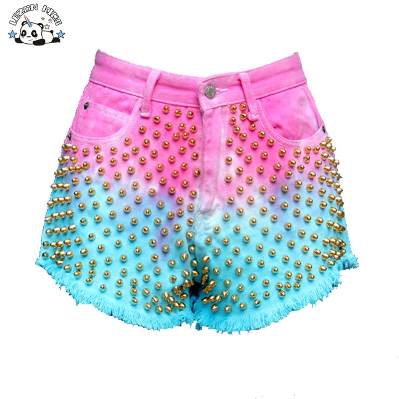 Custom Women’s Summer Shorts in Tie-Dye Cotton Denim