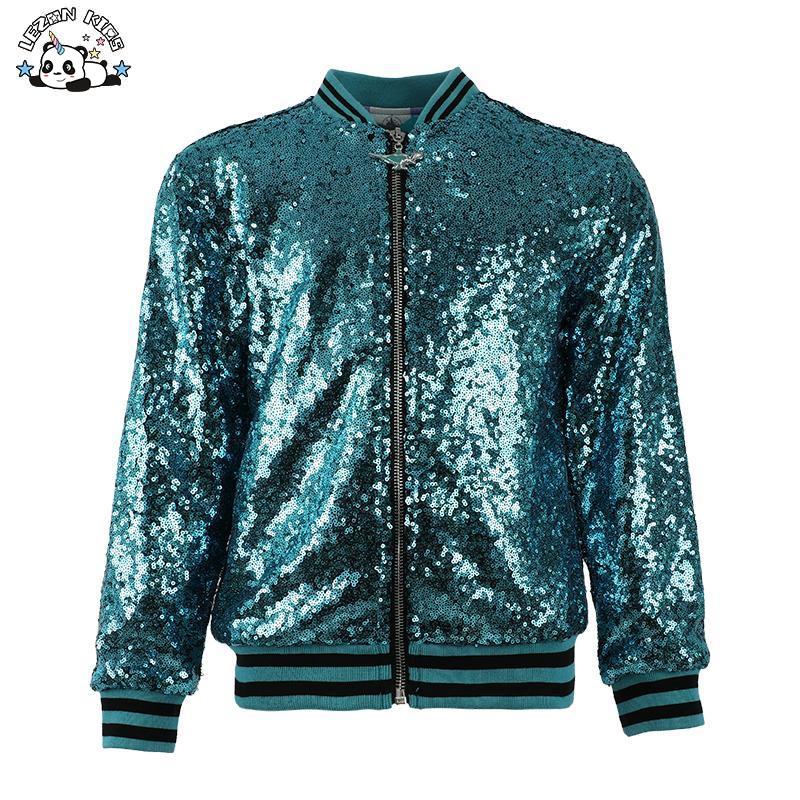 Blue Flip to Hot Pink Sequin Bomber Printed Princess Girls Reversible Sequin Jacket