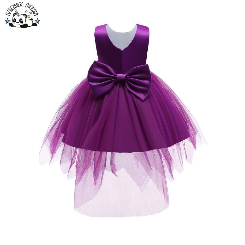 Customizable Bows Flower Princess Long Dress Girls Wedding Bridesmaid Pageant Party Dress for 2-14T Kids Girls