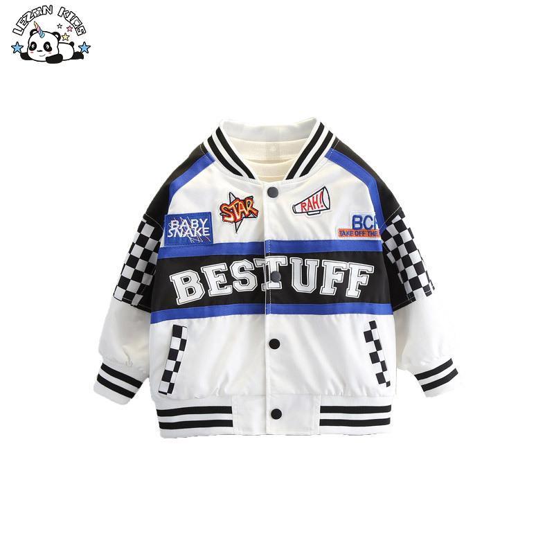 Boys’ Autumn Coat Casual Top Children’s Spring and Autumn Dress Plaid Sports Jacket
