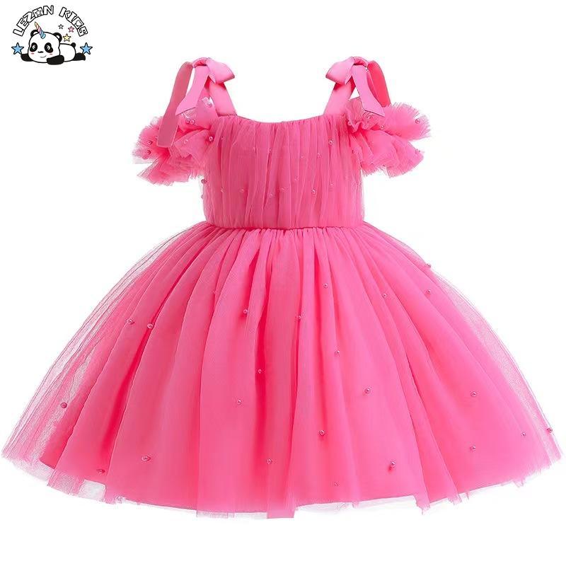 Customizable High Quality Princess Latest Design Small Pearl Beautiful Flower Girls Dresses for Wedding
