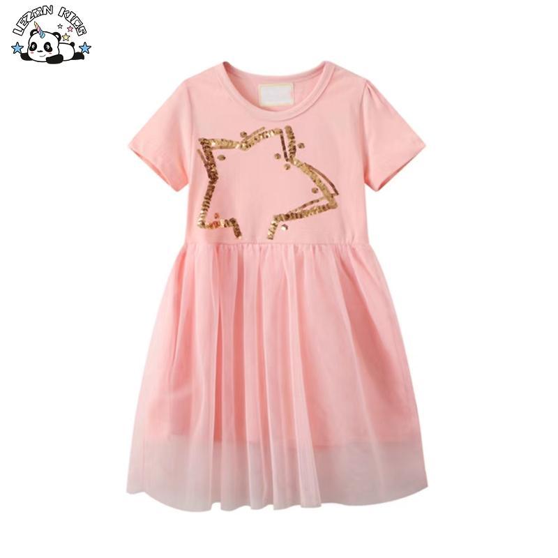 Customizable Fashion Star Sequined Design Baby Girl Dress Boutique Princess Tulle Girls Dresses