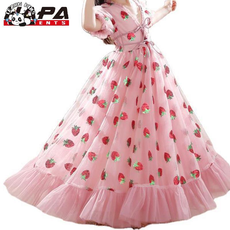 Customizable New Girls Pink Sequined Strawberry Tulle Dress