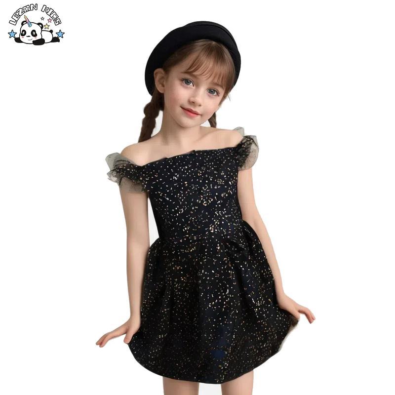 Customizable Summer New Princess Skirt Girls Generation's Cotton Lined Printed Stars Mesh Dress Children's Clothing