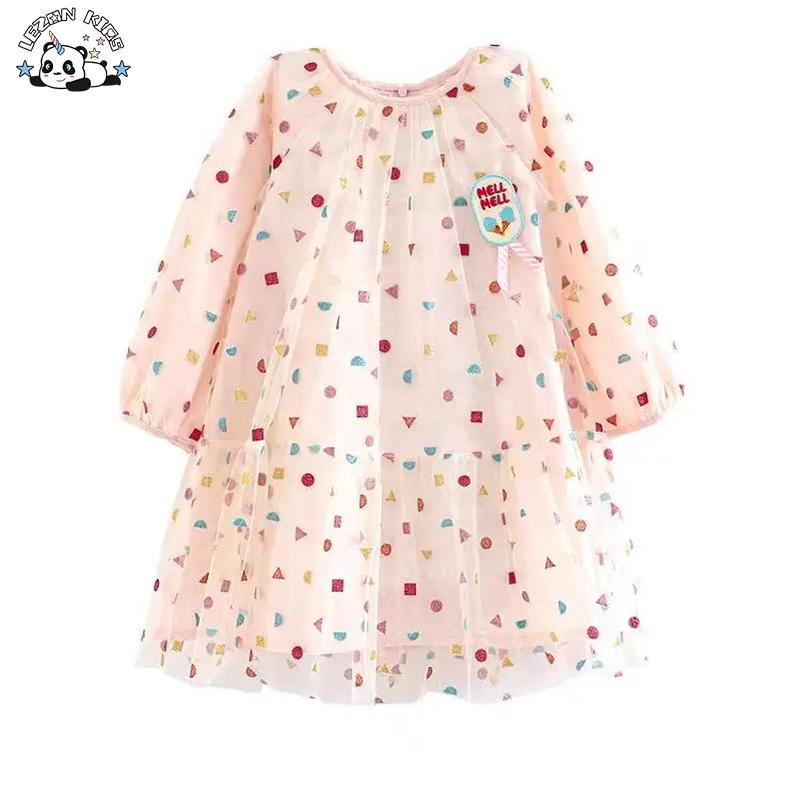 OEM Customizable Wholesale New Product Cute Long Sleeve Pattern Printing Frock Design Dresses for Kids Girls