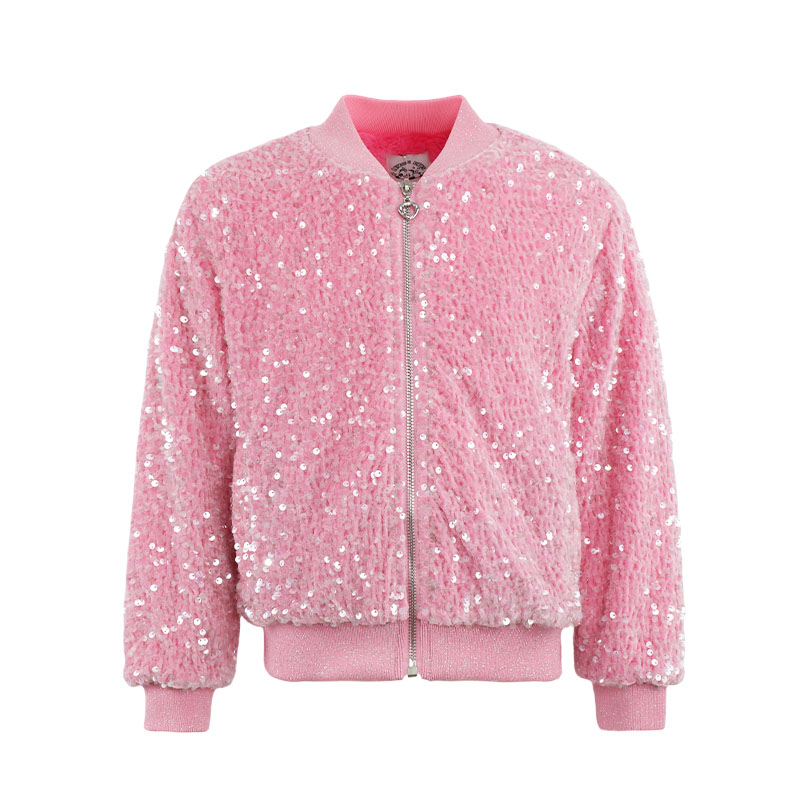Pink Sequined Girls’ Bomber Jacket