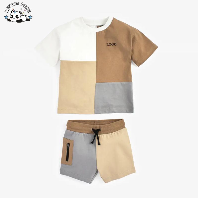 New Kids Street Wear 2pcs Baby Boys’ Clothing Sets Color Block Boy T Shirt and Shorts for Summer