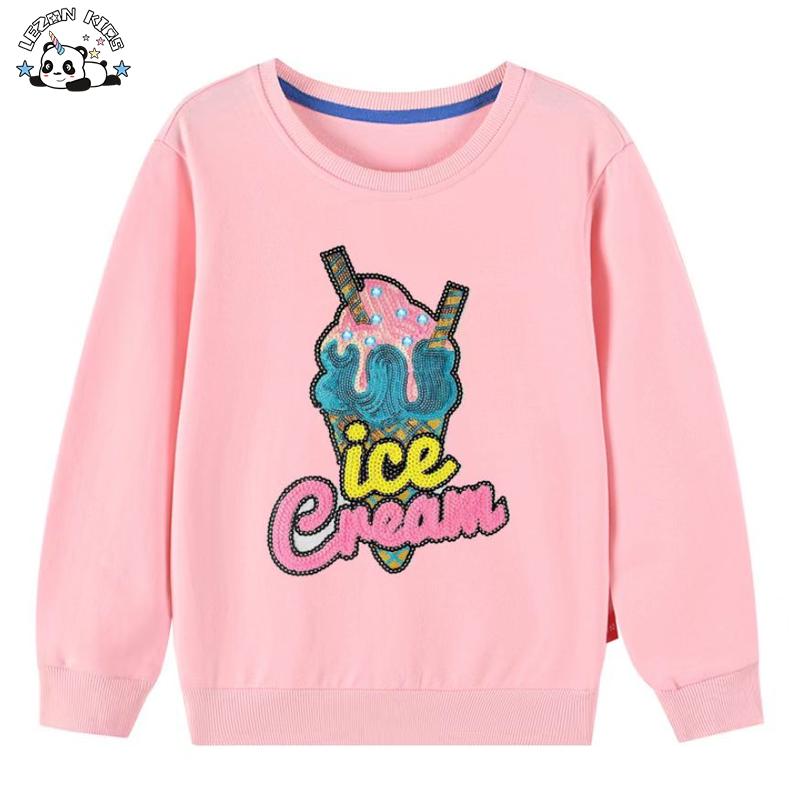Custom Kids Girl Spring Autumn Sequined Hoodies & Sweatshirts