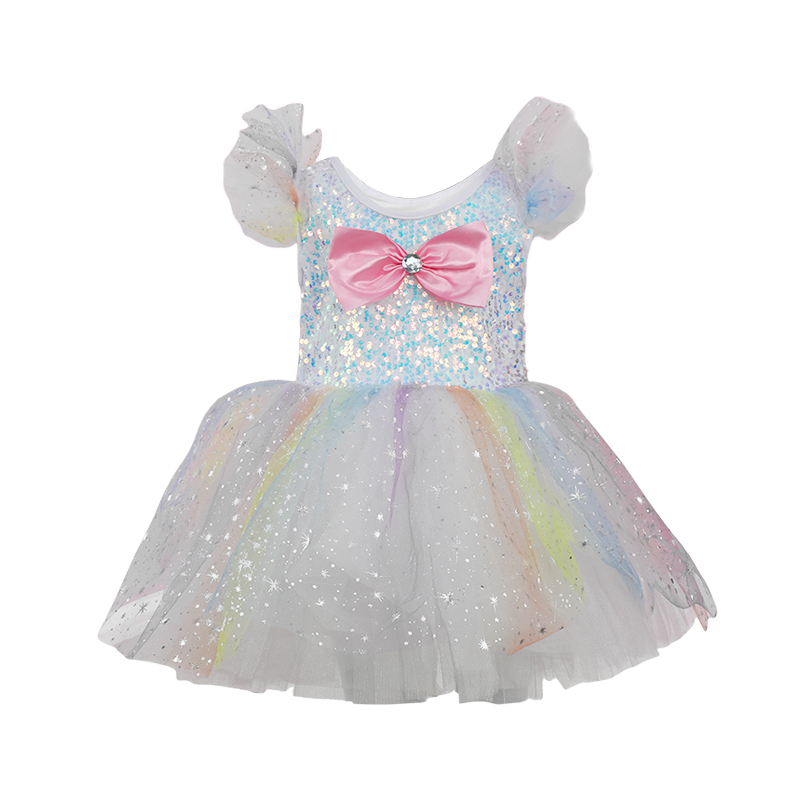 Girls’ Dreamy Sequin Rainbow Tulle Dress