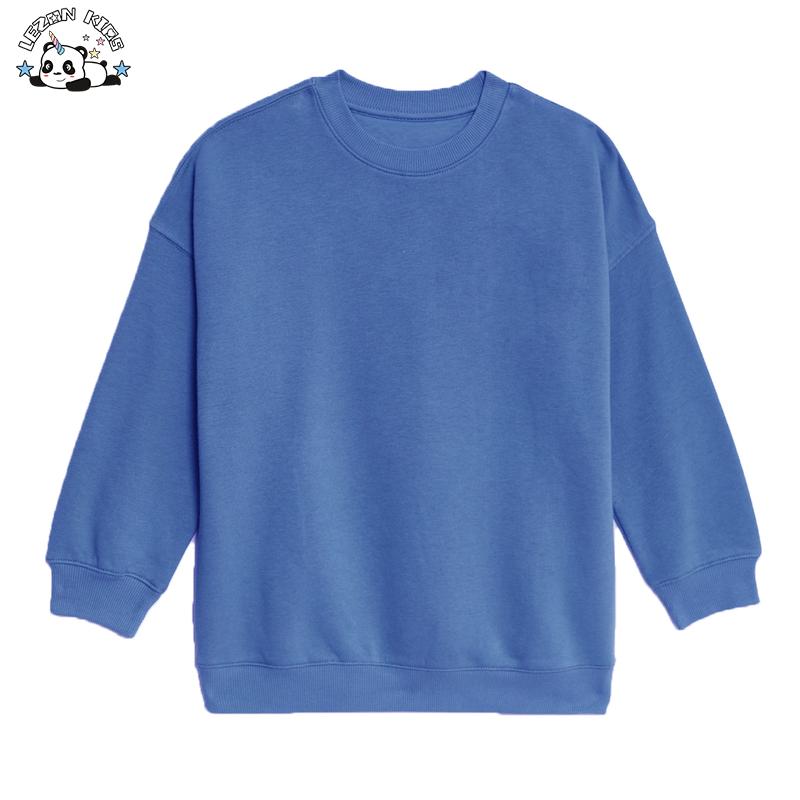 Custom Logo 100% Cotton Kids Plain Crewneck Sweatshirt Toddler Boys Hoodies Sweatshirt