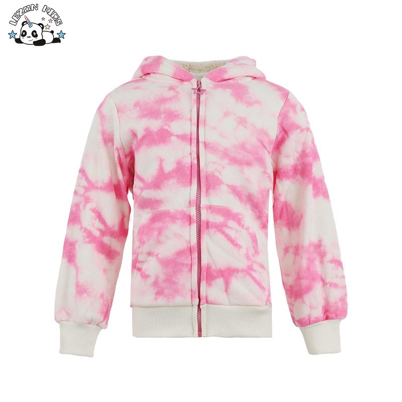 Girls Winter Velvet Hoodie Clothing Tie-dye Craft Cotton Jacket