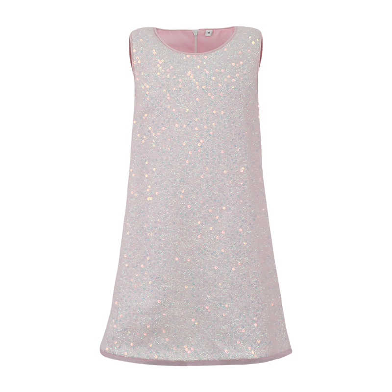 Girls' Sequin Sleeveless Round Neck Dress