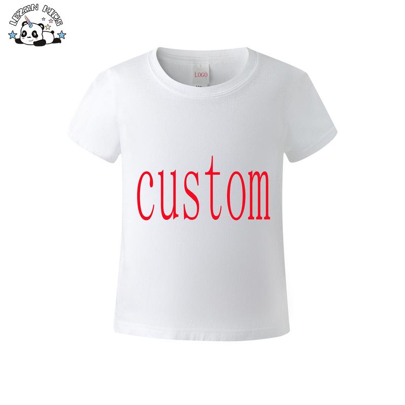 Customized Printed logo T-shirt Short Sleeve Solid Color Round Neck Cotton Kids Tshirt