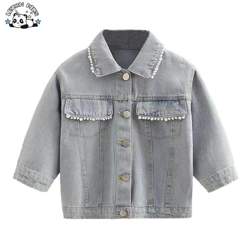 Customizable New Product Explosion Sweet White Pears Casual Kids Denim Jacket