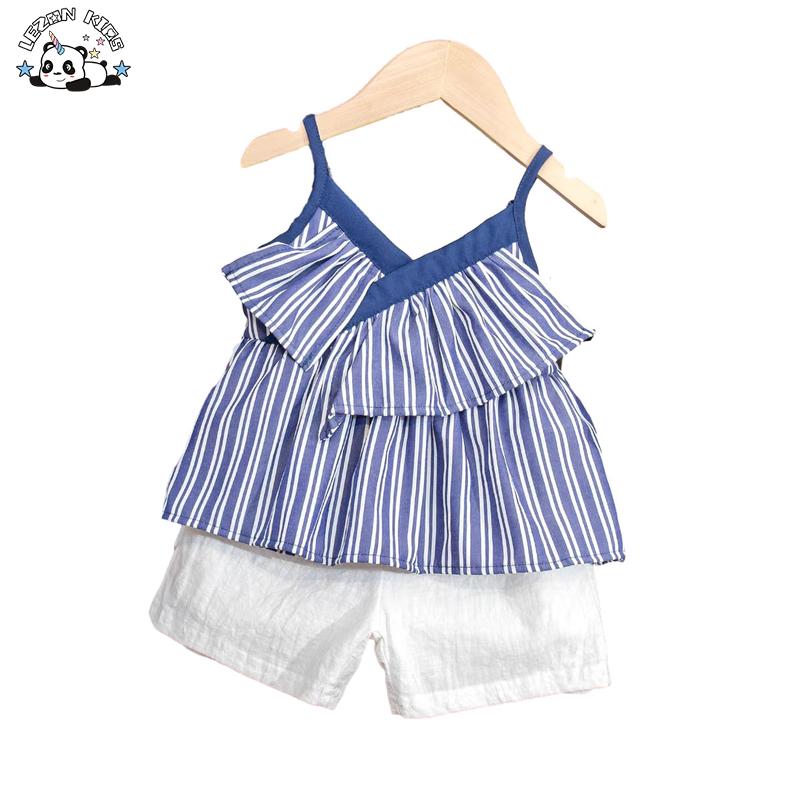 Wholesale High Quality Custom Cute Soft Fabric Spaghetti Strap and Shorts 2 Pcs Girl Clothing Set