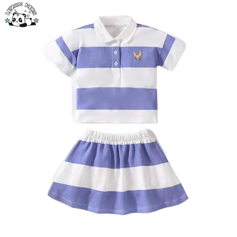 OEM Customizable Soft 100% Cotton Sweet Sport Skirt Luxury Girls Clothing Sets for Summer