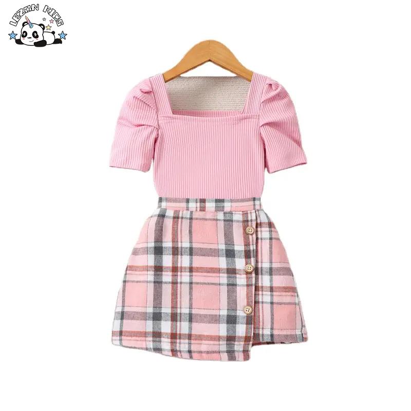 New Plaid Two Piece Set for Little Girls