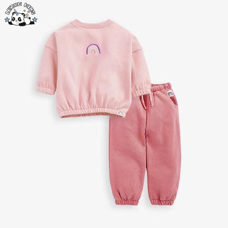 Customizable Embroidered Patchwork Suit Long Sleeves Cute Western Sweet StylesCotton Fabric Girls Clothing Sets