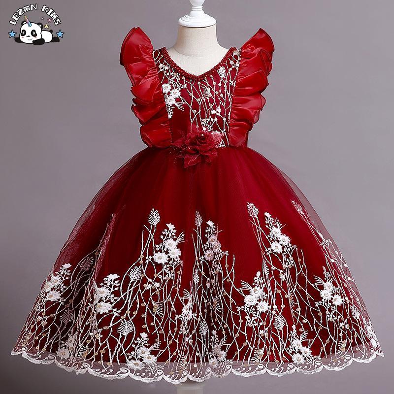 Customizable Hot Selling Sleeveless Flower Lace Girls Dress