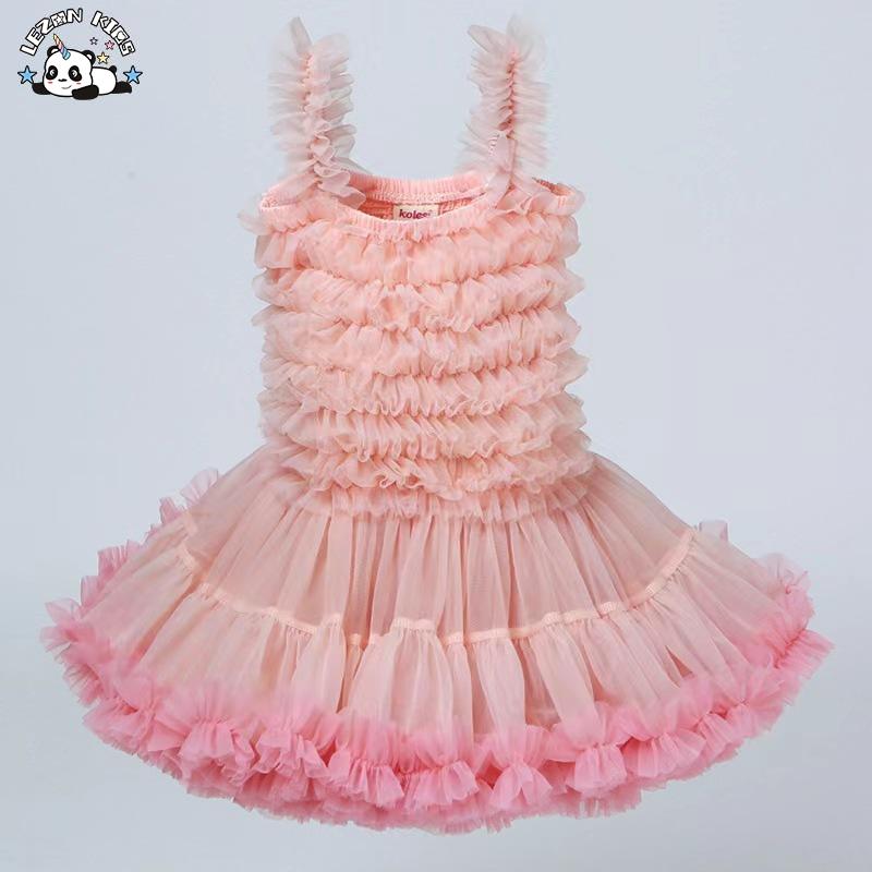 Customizable High Quality Summer Princess Cake Girl Dress Sweet Striped Sleeveless Tutu Girl Dress