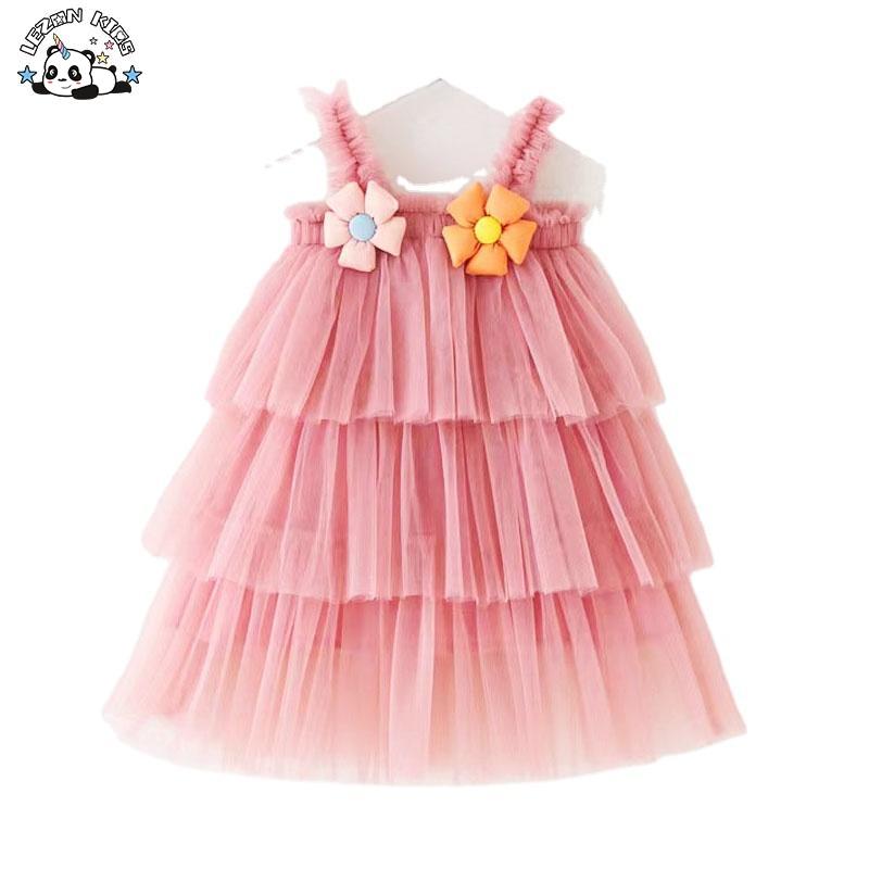 Customizable Girls Sleeveless Ruffle Tulle Tutu Dress Children Fluffy Tulle Dress for Kids