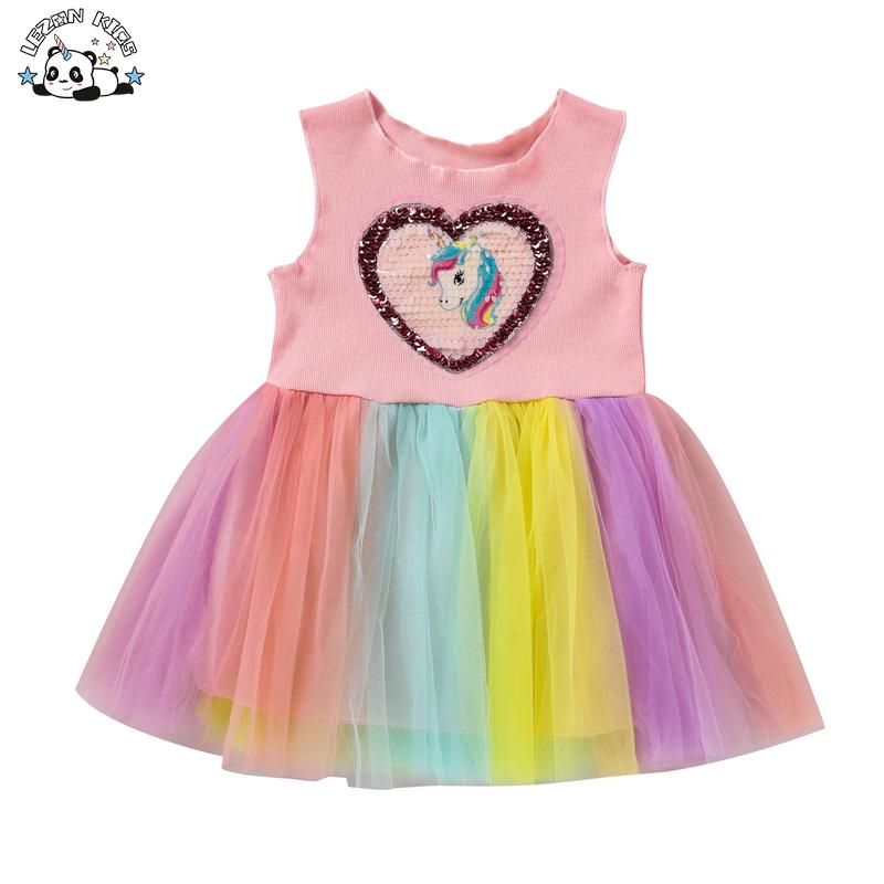 Customizable Wholesale Sequined unicorn Print Stitching Dress