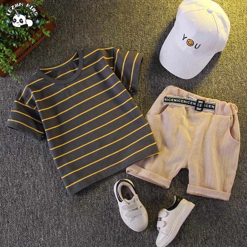 Customizable Baby Boys Short Sleeve T-shirt Tops&Pants Outfit 2pcs Set Casual Clothes Sets