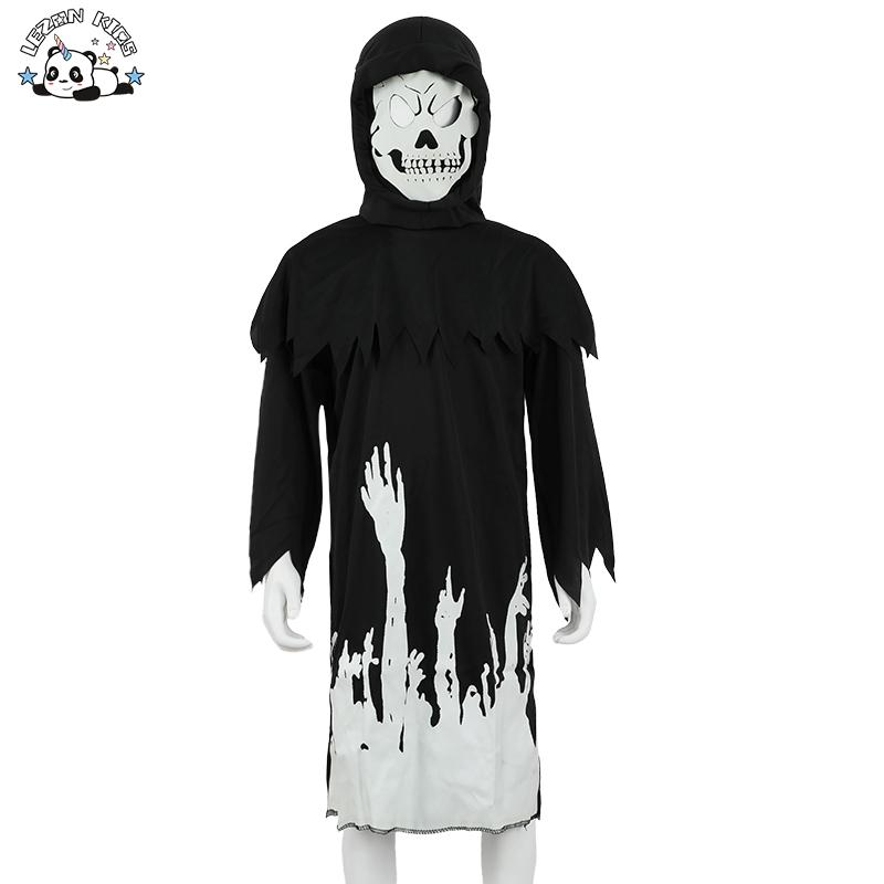 New Halloween Cosplay Dark Messenger Ghost Costume Children Cos Death Luminous Dress Costume Set