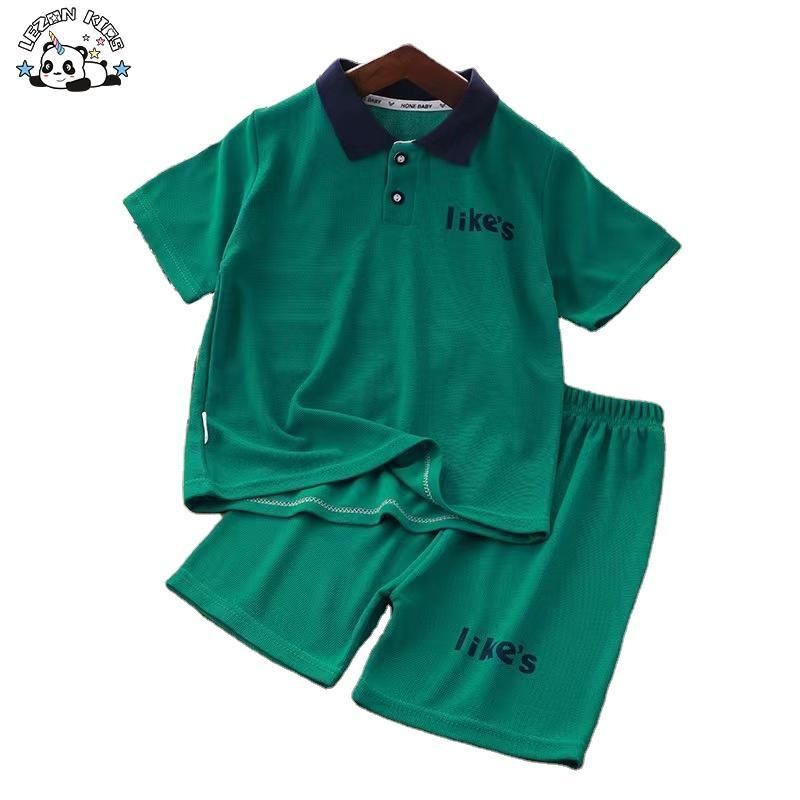 Customizable 100% Cotton Casual Outfits Little Boys Summer Clothing Sets Short Sleeves Printed Logo Baby Boy Sets